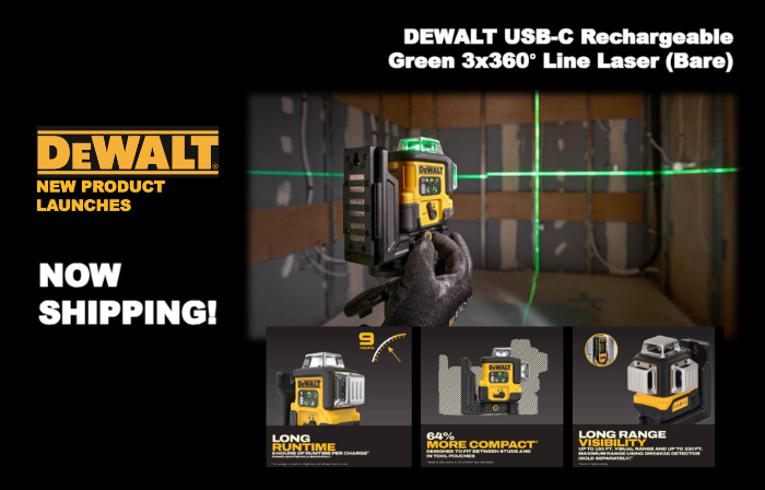 Dewalt USB-C Rechargeable 3 x 360 Line Laser